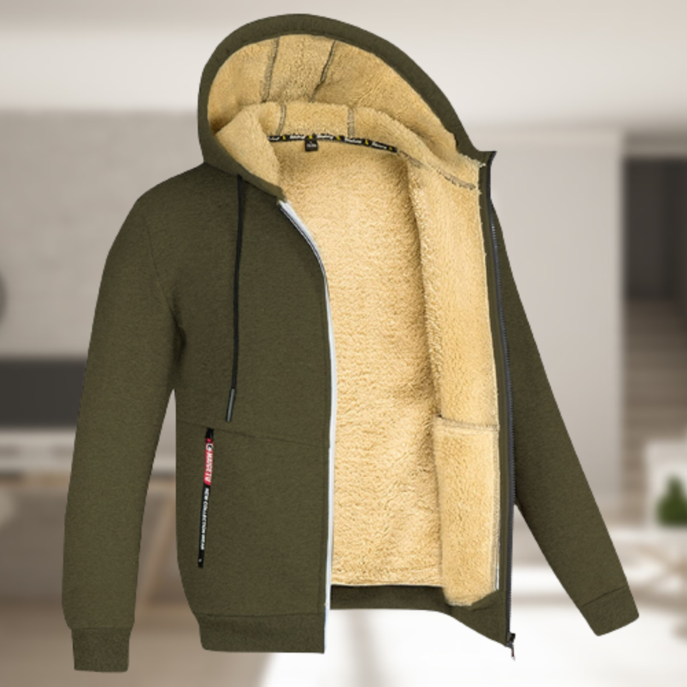 Sander™ - Casual heren winterjas met capuchon en fleece