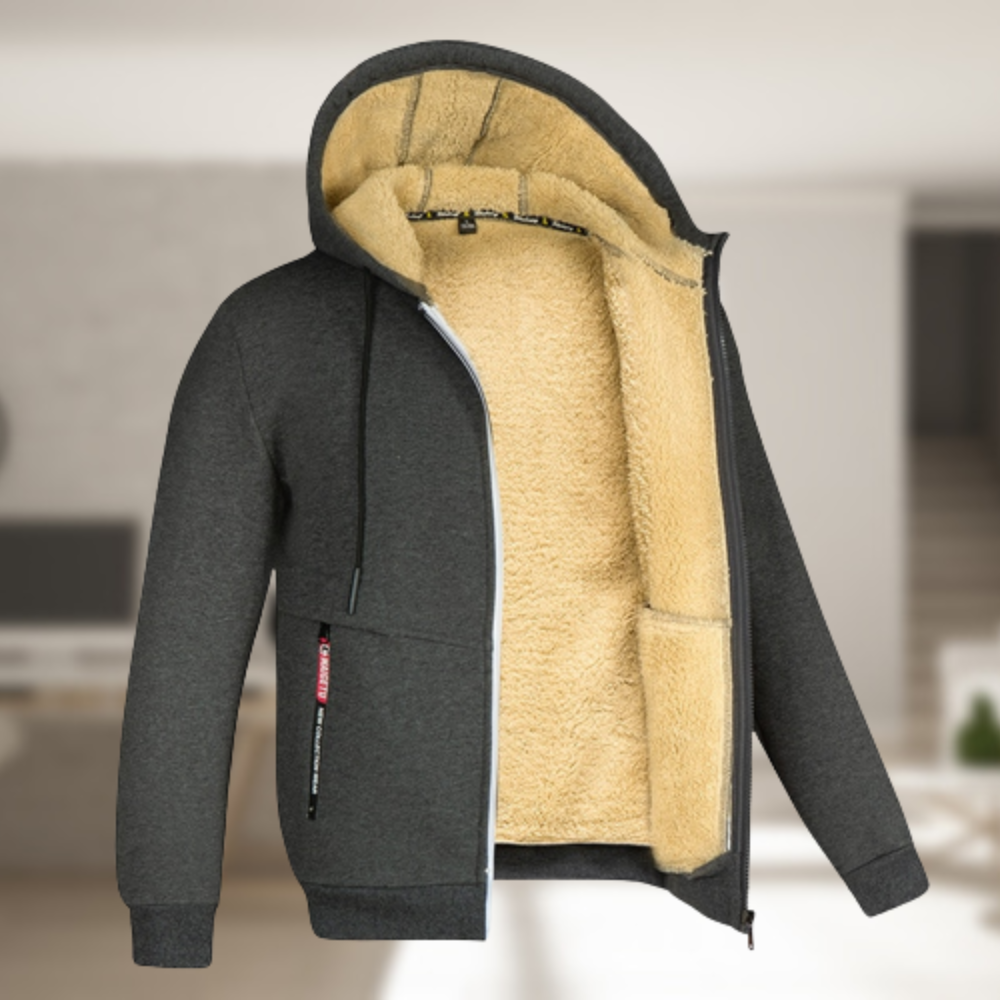 Sander™ - Casual heren winterjas met capuchon en fleece