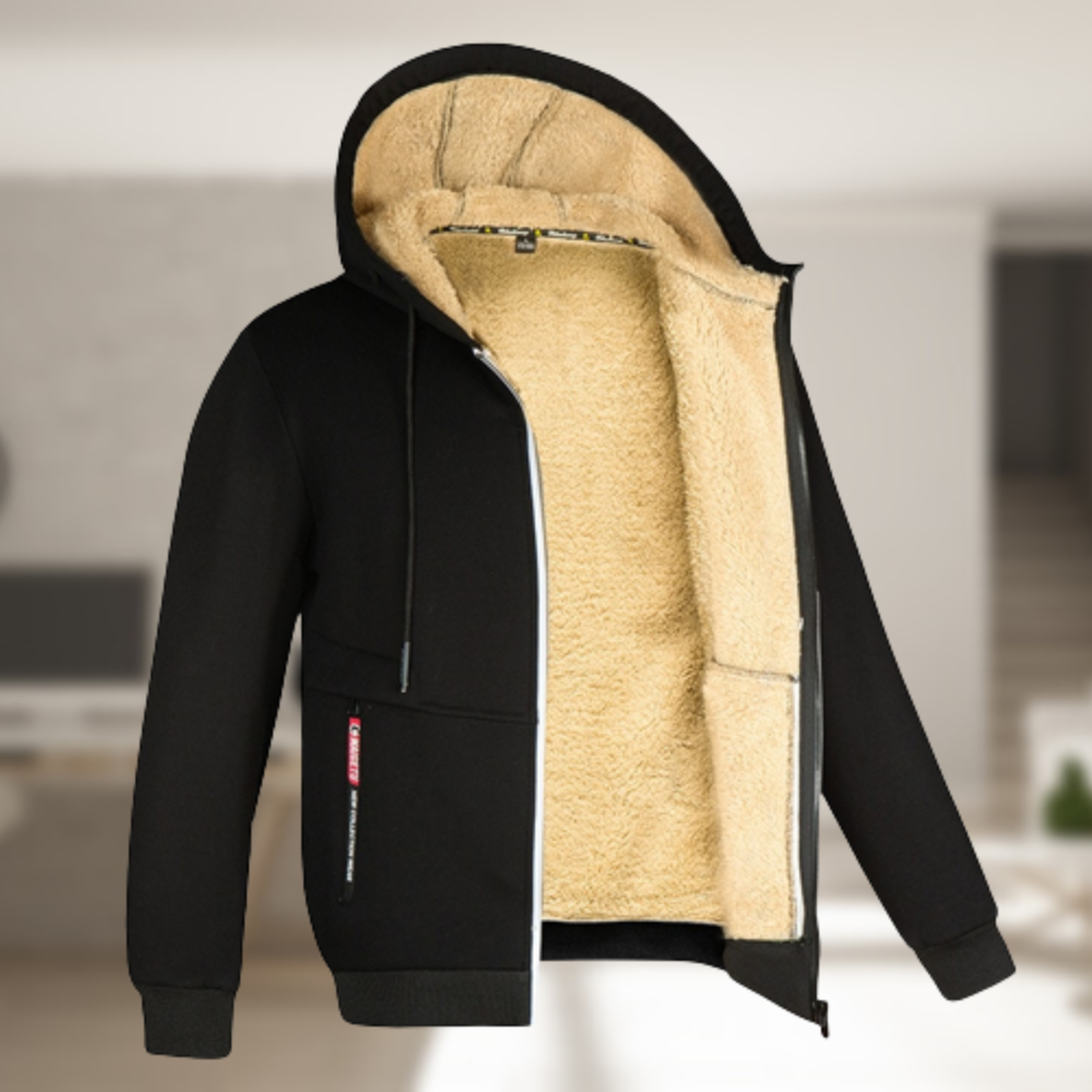 Sander™ - Casual heren winterjas met capuchon en fleece